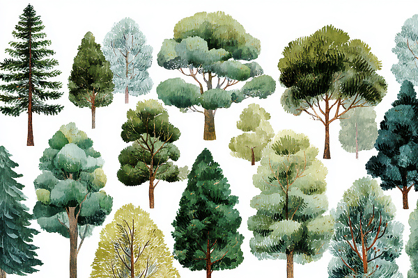 JPG 모양 나무 식물 디자인 컬러 일러스트 자연 풍경 그래픽 장식 초록색 환경 다양 신선 생태 숲 소중 조화 수목 국내일러스트 AI일러스트 AI콘텐츠 다수 컨셉 생태계 파일형식