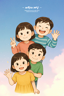 PSD 어린이 컬러 포즈 일러스트 장난 가족 놀이 하늘 함께함 웃음 우정 활발 즐거움 긍정적 국내일러스트 감정 컨셉 관계 표정 사람 친구 파일형식