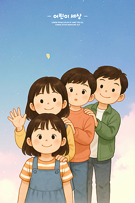 PSD 캐릭터 행복 어린이 일러스트 가족 하늘 함께함 웃음 여름 친구 짝꿍 손흔들기 국내일러스트 계절 감정 컨셉 관계 모션 표정 사람 파일형식