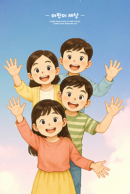 PSD 손 행복 어린이 일러스트 가족 모션 자연 놀이 하늘 미소 웃음 여름 친구 아기 즐거움 긍정 국내일러스트 계절 감정 컨셉 관계 표정 사람 신체부위 생태계 파일형식