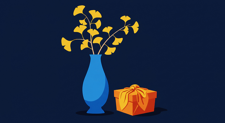 JPG 식물 디자인 기념일 꽃 백그라운드 일러스트 가지 선물 장식 파란색 인테리어 상자 꽃병 주황색 공간 은행나무 대칭 창의성 국내일러스트 AI일러스트 AI콘텐츠 나무 컬러 채소 이벤트 파일형식