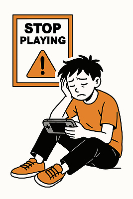 감정 포스터 벽 일러스트 모션 놀이 표정 경고 소년 여름 장난감 스크린 기계 게임 선택 불안 고민 예방 중독 심리 소통 국내일러스트 AI파일 계절 남자 어린이 컨셉 파일형식 벡터