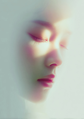 JPG 편집이미지 여자 얼굴 예술 표정 빛 고요 감각 부드러움 감성 초상화 뷰티풀 순간 의료성형뷰티 이미지편집 AI인물포토 AI콘텐츠 컨셉 사람 신체부위 그림 파일형식 AI포토