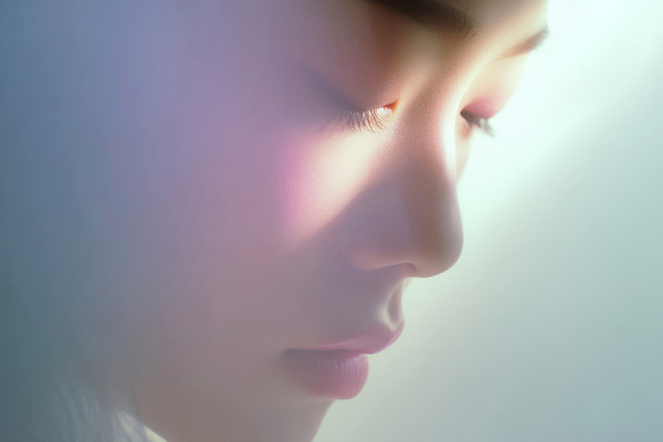 JPG 편집이미지 여자 감정 얼굴 생각 빛 평화 표현 부드러움 조용 사색 깊이 뷰티풀 의료성형뷰티 이미지편집 AI인물포토 AI콘텐츠 컨셉 사람 신체부위 감각 파일형식 AI포토