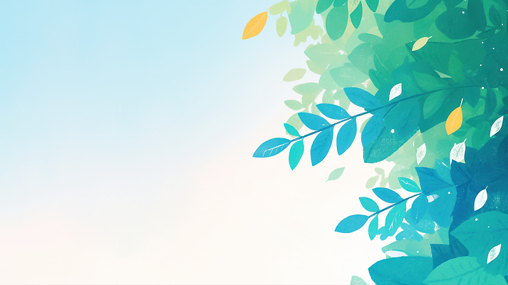 JPG 식물 상징 백그라운드 잎 일러스트 자연 하늘 생명 풍경 초록색 여름 파란색 노란색 평화 고요 채색 뷰티풀 국내일러스트 AI일러스트 AI콘텐츠 계절 컬러 컨셉 미술 생태계 파일형식