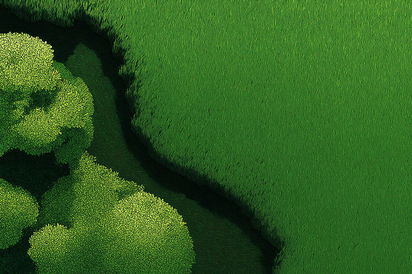 JPG 나무 일러스트 자연 생명 휴식 풍경 초원 초록색 물 여름 강 평화 흐름 시골 저수지 숲 뷰티풀 국내일러스트 AI일러스트 AI콘텐츠 자연요소 식물 계절 컬러 컨셉 생태계 파일형식