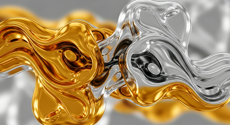 JPG 모양 편집이미지 디자인 예술 재질 표면 추상 실험 금속 금색 실버 광택 조화 창의성 이미지편집 AI컴퓨터그래픽 AI콘텐츠 노년 컬러 무늬 파일형식