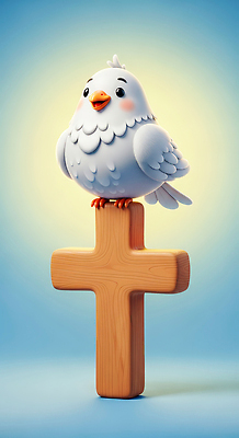 JPG 나무 편집이미지 캐릭터 기독교 상징 백그라운드 십자가 조류 털 표정 장식 파란색 귀여움 오브젝트 편집3D AI컴퓨터그래픽 AI콘텐츠 식물 동물 종교 컬러 컨셉 3D 파일형식