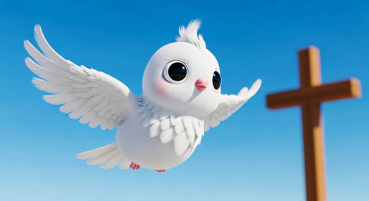JPG 동물 편집이미지 종교 백그라운드 십자가 날개 하늘 파란색 평화 자유 흰색 비행 비둘기 장면 편집3D AI컴퓨터그래픽 AI콘텐츠 컬러 컨셉 조류 3D 파일형식
