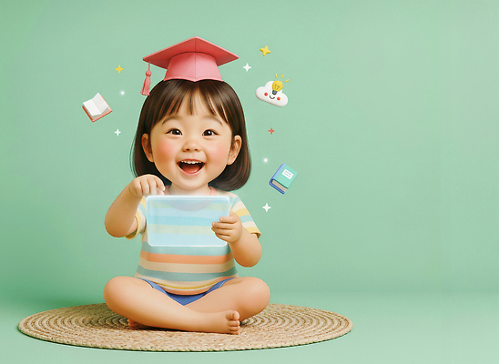 JPG 편집이미지 캐릭터 모자 행복 어린이 인형 졸업 놀이 표정 웃음 초록색 장난감 기쁨 아기 홈스쿨링 이미지편집 AI컴퓨터그래픽 AI콘텐츠 잡화 교육 감정 컬러 사람 홈스쿨 파일형식