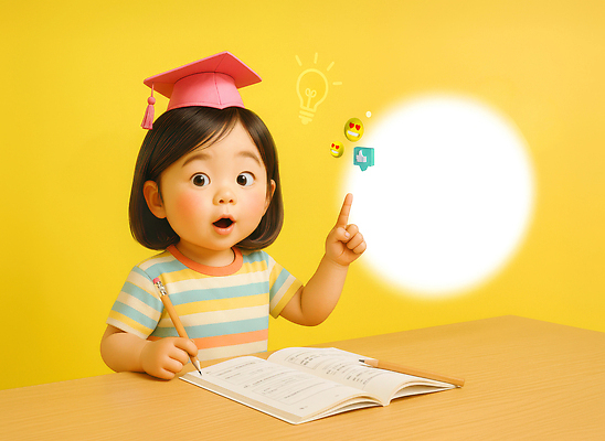 JPG 편집이미지 행복 어린이 학사모 손가락 아이디어 표정 학습 노란색 아기 집중 책상 발상 밝은색 창의성 홈스쿨링 이미지편집 AI컴퓨터그래픽 AI콘텐츠 모자_잡화 손 교육 감정 컬러 가구 컨셉 졸업 사람 홈스쿨 파일형식