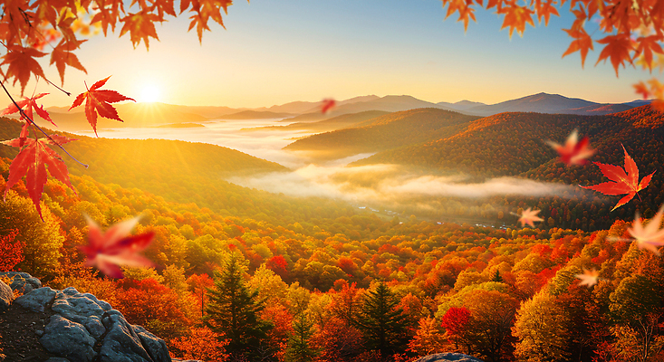 JPG 나무 편집이미지 컬러 단풍 자연 하늘 아침 바람 산 풍경 햇빛 일출 안개 가을 조화 편집실사 AI컴퓨터그래픽 AI콘텐츠 주간 자연요소 식물 계절 잎 날씨 태양 노을 CG 생태계 파일형식