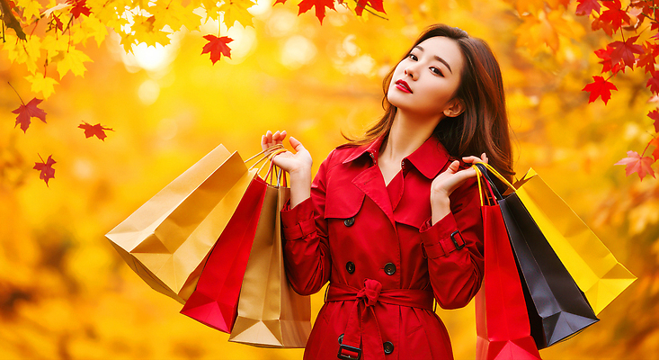 JPG 편집이미지 공원 여자 행복 여유 컬러 단풍 자연 풍경 빨간색 쇼핑 쇼핑백 외투 가을 파일럿 의료성형뷰티 편집실사 AI인물포토 AI콘텐츠 직업 계절 공공시설 감정 상의 잎 가방 사람 CG 생태계 파일형식 AI포토