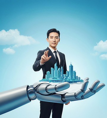 JPG 편집이미지 손 디자인 산업 상징 미래 협력 기술 빌딩 도시 비즈니스맨 발전 로봇 기회 혁명 의료성형뷰티 이미지편집 AI컴퓨터그래픽 AI콘텐츠 남자 컨셉 비즈니스 건물 신체부위 직장인 파일형식