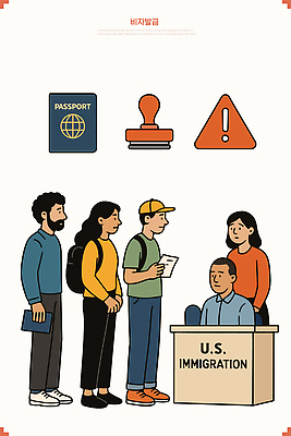 여자 남자 여행 일러스트 대화 안전 미국 정보 대기 확인 준비 문서 여권 순서 비자 이민 국내일러스트 AI파일 이동 북아메리카 말하기 사람 파일형식 벡터