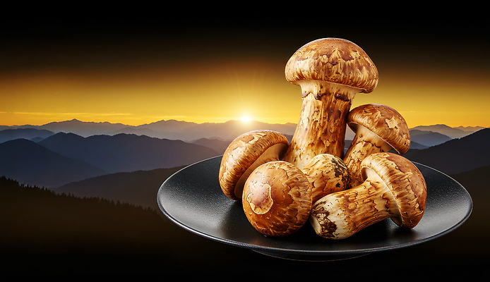 JPG 편집이미지 접시 음식 백그라운드 농업 식재료 자연 산 한국 요리 버섯 일몰 수확 신선 송이버섯 이미지편집 AI컴퓨터그래픽 AI콘텐츠 식기 산업 아시아 노을 생태계 파일형식