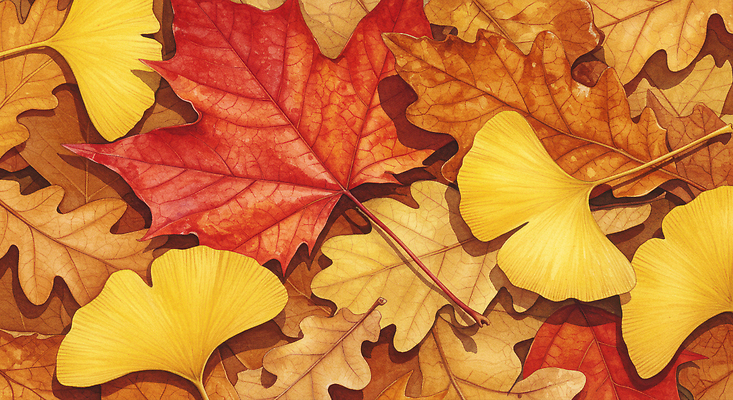 JPG 식물 계절 컬러 단풍 낙엽 일러스트 자연 풍경 빨간색 갈색 노란색 환경 가을 변화 숲 은행나무 조화 뷰티풀 국내일러스트 AI일러스트 AI콘텐츠 나무 컨셉 잎 생태계 파일형식