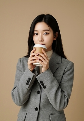 JPG 모델 편집이미지 여자 커피 포즈 백그라운드 직장 미소 일상 갈색 가을 집중 의료성형뷰티 스타일 차분 편집실사 AI인물포토 AI콘텐츠 계절 음료 컬러 컨셉 회사 표정 사람 라이프 CG 파일형식 AI포토