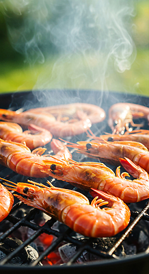 JPG 편집이미지 음식 자연 새우 요리 야외 여름 친구 파티 연기 그릴 굽기 즐거움 외식 편집실사 AI컴퓨터그래픽 AI콘텐츠 계절 감정 관계 주방용품 갑각류 이벤트 구이 CG 생태계 파일형식