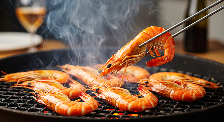 JPG 편집이미지 새우 육류 요리 여러명 식사 저녁식사 신선 연기 맛 그릴 저녁 바비큐 해산물 향기 편집실사 AI컴퓨터그래픽 AI콘텐츠 음식 다수 컨셉 식재료 주방용품 갑각류 사람 야간 CG 냄새 파일형식