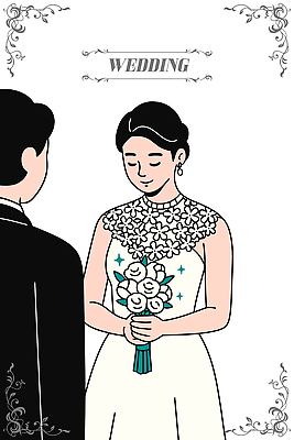 전통 기념일 꽃 행복 부케 웨딩드레스 신랑 결혼 일러스트 결혼식 사랑 미소 축제 로맨틱 의식 소중 뷰티풀 순간 스타일 국내일러스트 AI파일 식물 드레스 감정 꽃다발 컨셉 표정 이벤트 파일형식 벡터