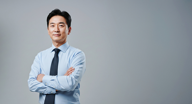 JPG 편집이미지 옷 남자 포즈 비즈니스 표정 서기 정장 팔짱 자신감 모던 의료성형뷰티 스타일 편집실사 AI인물포토 AI콘텐츠 감정 모션 사람 CG 파일형식 AI포토