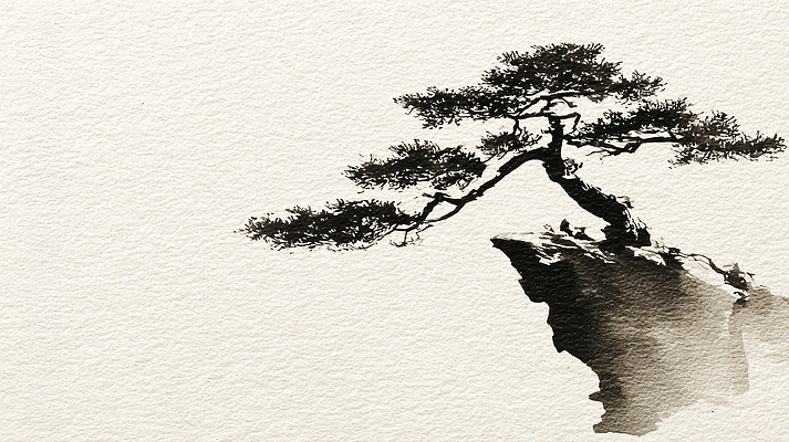 JPG 식물 전통 예술 일러스트 자연 가지 수묵화 풍경 평화 고요 절벽 바위 소나무 그림 한국화 뷰티풀 국내일러스트 AI일러스트 AI콘텐츠 나무 컨셉 채소 미술 돌_바위 동양화 생태계 파일형식