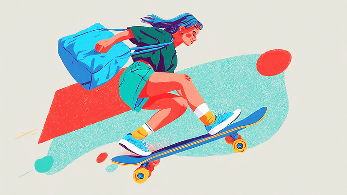 JPG 포즈 이동 가방 일러스트 모션 청소년 거리 소녀 그래픽 레포츠 청춘 컬러풀 운동 유행 활발 스케이트 스케이트보드 즐거움 창의성 스타일 국내일러스트 AI일러스트 AI콘텐츠 잡화 여자 감정 어린이 스포츠용품 컬러 컨셉 레저 건강 사람 보드_스포츠 파일형식
