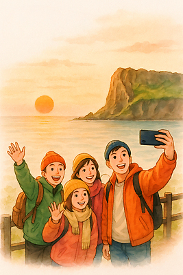 JPG 모자 행복 바다 여행 일러스트 가족 모션 자연 휴식 산 웃음 풍경 해변 야외 여름 친구 스카프 일몰 추억 즐거움 국내일러스트 AI일러스트 AI콘텐츠 잡화 계절 감정 컨셉 관계 표정 노을 목도리 생태계 파일형식