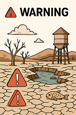 나무 일러스트 자연 경고 풍경 물 환경 오염 생태계 웅덩이 지역 가뭄 문제 사막화 기후변화 위기 국내일러스트 AI파일 자연요소 식물 날씨 변화 지구온난화 파일형식 벡터