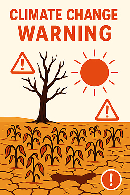 나무 농업 일러스트 자연 날씨 건조 경고 농작물 태양 환경 농촌 생태계 가뭄 물부족 문제 기온 기후변화 위기 국내일러스트 AI파일 자연요소 식물 산업 시골 변화 사회이슈 파일형식 벡터