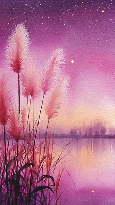 JPG 호수 여유 물결 컬러 여행 하늘색 일러스트 자연 하늘 생명 바람 풍경 반사 평화 노을 추억 저녁 억새 장면 뷰티풀 국내일러스트 AI일러스트 AI콘텐츠 자연요소 식물 감정 컨셉 날씨 파란색 야간 생태계 파일형식