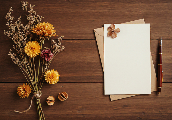 JPG 편집이미지 손글씨 감정 여유 자연 탁자 문구용품 장식 가을 추억 편지 편지지 아날로그 드라이플라워 편집실사 AI포토 AI콘텐츠 계절 꽃 가구 컨셉 CG 오브젝트 생태계 파일형식