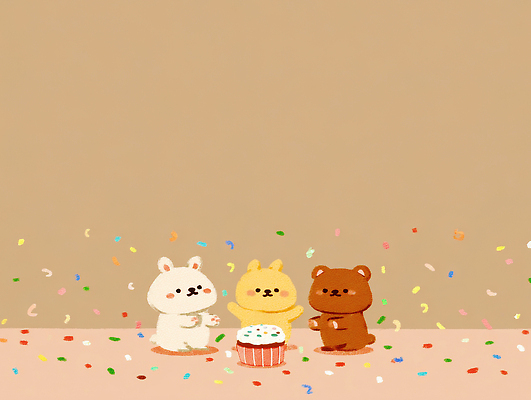 JPG 캐릭터 기념일 행복 컬러 일러스트 곰 웃음 파티 귀여움 케이크 축하 춤 토끼 즐거움 색종이 소통 놀기 국내일러스트 AI일러스트 AI콘텐츠 동물 감정 종이 컨셉 포유류 모션 문화예술 디저트 표정 이벤트 반려동물 파일형식