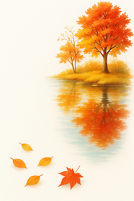JPG 나무 호수 컬러 단풍 잎 일러스트 자연 바람 수채화 풍경 물 반사 평화 일몰 가을 물가 힐링 조용 조화 뷰티풀 풍경화 국내일러스트 AI일러스트 AI콘텐츠 자연요소 식물 계절 컨셉 날씨 노을 그림 생태계 파일형식