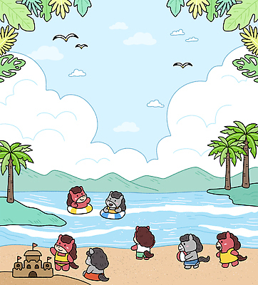 자연요소 건축물 계절 감정 바다 컨셉 관계 놀이 날씨 강 태양 야외활동 수상스포츠 생태계 말캐릭터 파일형식 2026년 여름 물놀이 동물 강가 모래사장 성 즐거움 자연 햇빛 바람 휴식 행복 가족 소풍 파라솔 수영 수중 일러스트 국내일러스트 PSD 붉은말캐릭터 병오년