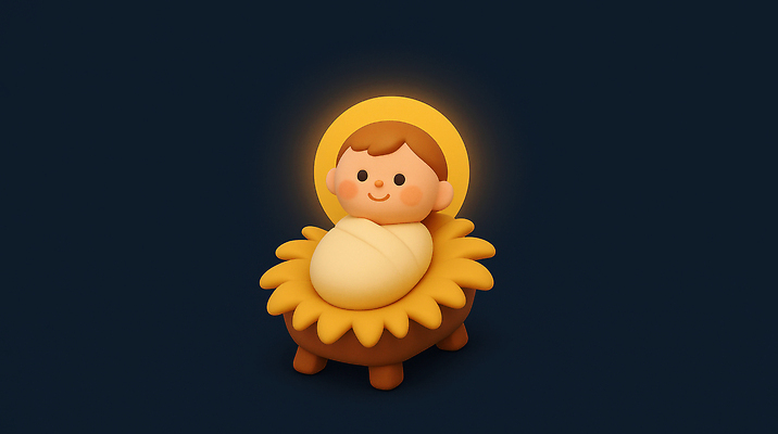 JPG 편집이미지 디자인 기독교 컬러 크리스마스 해바라기 조명 미소 장식 빛 동상 귀여움 축제 천주교 아기 예수 장면 편집3D AI컴퓨터그래픽 AI콘텐츠 기념일 꽃 종교 컨셉 표정 사람 조형물 3D 신_종교 기념물 파일형식