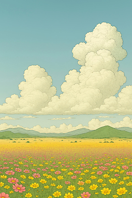 JPG 식물 꽃 컬러 여행 꽃밭 야경 일러스트 자연 하늘 생명 산 풍경 초원 여름 햇빛 평화 트래킹 가을 구경 뷰티풀 국내일러스트 AI일러스트 AI콘텐츠 계절 컨셉 레저 태양 야간 생태계 파일형식 풍경_경치