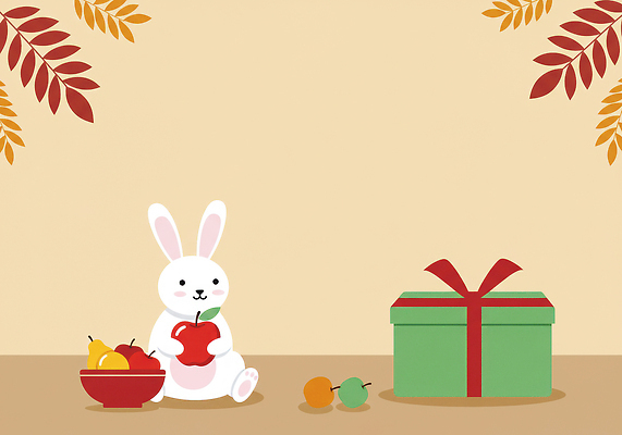 JPG 동물 컬러 백그라운드 단풍 과일 일러스트 포장 자연 귤 선물 앉기 초록색 귀여움 축제 식사 가을 토끼 휴일 사과 즐거움 과일바구니 국내일러스트 AI일러스트 AI콘텐츠 계절 감정 컨셉 잎 포유류 모션 반려동물 바구니 생태계 파일형식
