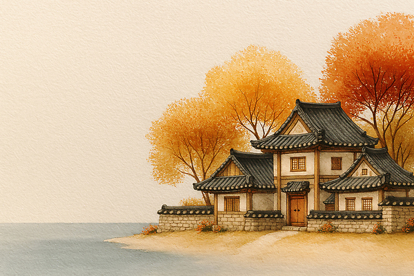 JPG 나무 건축 문화 예술 고건축 일러스트 자연 한옥 한국 풍경 고요 시골 역사 강가 조화 뷰티풀 청명 국내일러스트 AI일러스트 AI콘텐츠 식물 한국전통 건축물 아시아 강 생태계 파일형식