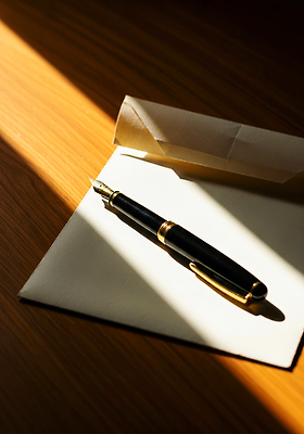 JPG 편집이미지 종이 문구용품 조명 사무실 햇빛 펜 만년필 기록 작업 분위기 서재 집중 나무탁자 창의성 편집실사 AI포토 AI콘텐츠 컨셉 비즈니스 탁자 태양 필기구 CG 오브젝트 파일형식