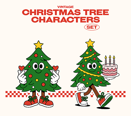 캐릭터 계절 기념일 감정 컨셉 크리스마스 모션 디저트 표정 파일형식 벡터 빈티지 크리스마스트리 케이크 겨울 즐거움 장식 축제 미소 축하 따뜻함 손짓 백그라운드 초대 생일 선물 일러캐릭터 일러스트 AI파일