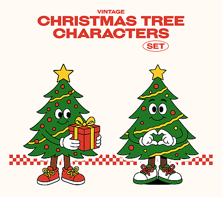 캐릭터 기념일 상징 컬러 크리스마스 겨울 일러스트 모션 선물 장식 크리스마스트리 파티 축제 기쁨 하트 즐거움 복고 연휴 일러캐릭터 AI파일 모양 계절 감정 이벤트 공휴일 파일형식 벡터