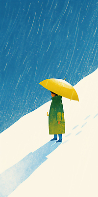 JPG 감정 길 컬러 겨울 일러스트 우산 하늘 날씨 산 사람 풍경 걷기 물방울 눈 발자국 혼자 국내일러스트 AI일러스트 AI콘텐츠 자연요소 계절 자국 모션 파일형식