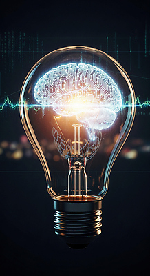 JPG 편집이미지 디자인 상징 과학 전구 생명 미래 아이디어 기술 빛 디지털 자료 뇌 전자 혁명 창의성 AI_인공지능 이미지편집 AI컴퓨터그래픽 AI콘텐츠 컨셉 파일형식