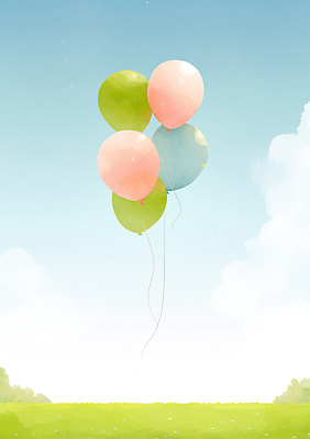 JPG 컬러 일러스트 자연 놀이 하늘 날씨 풍경 야외 여름 평화 축제 기쁨 꿈 자유 즐거움 풍선 뷰티풀 국내일러스트 AI일러스트 AI콘텐츠 계절 감정 컨셉 생태계 파일형식