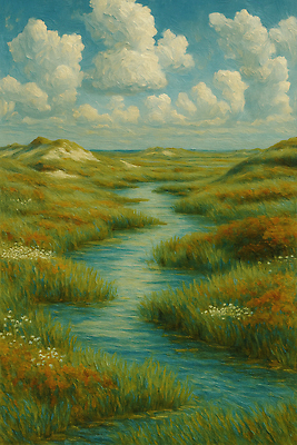 JPG 식물 사계절 컬러 일러스트 자연 하늘 생명 풍경 초원 물 여름 강 반사 평화 고요 시원함 조화 뷰티풀 국내일러스트 AI일러스트 AI콘텐츠 자연요소 계절 컨셉 생태계 파일형식