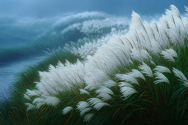 JPG 식물 편집이미지 호수 자연 아침 바람 풍경 평화 감상 안개 수중식물 생태계 갈대밭 뷰티풀 이미지편집 AI컴퓨터그래픽 AI콘텐츠 주간 자연요소 컨셉 날씨 파일형식 갈대_식물