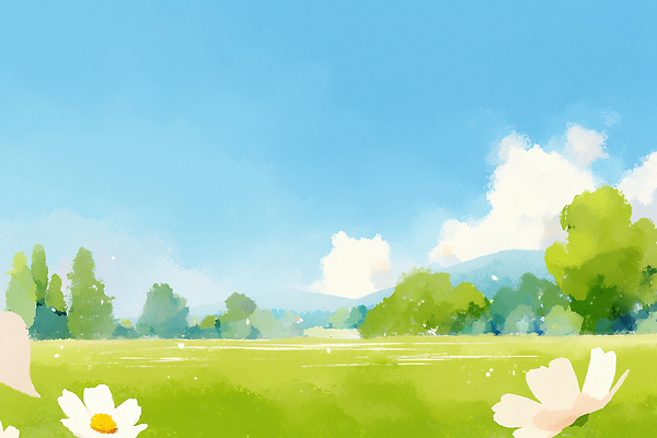 JPG 꽃 일러스트 자연 하늘 풍경 일상 초록색 여름 햇빛 평화 숲 언덕 뷰티풀 국내일러스트 AI일러스트 AI콘텐츠 식물 계절 컬러 컨셉 라이프 태양 생태계 파일형식
