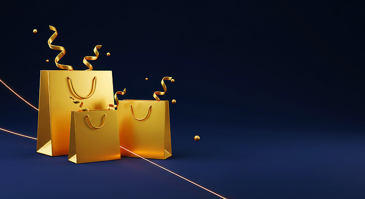 JPG 편집이미지 디자인 기념일 백그라운드 가방 이벤트 장식 파란색 쇼핑 세일 금색 축하 소비 상품 구슬 즐거움 이미지편집 AI컴퓨터그래픽 AI콘텐츠 잡화 감정 컬러 컨셉 파일형식